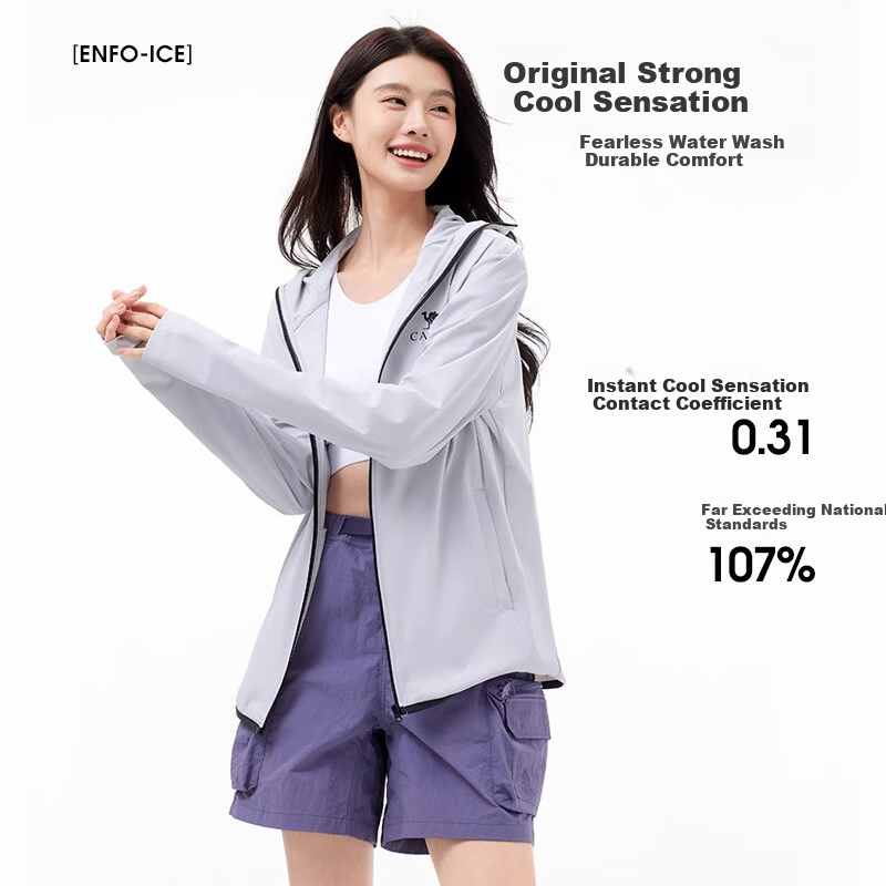 CAMEL Cold White Outdoor Sun Protection Jacket for Men And Women, Original Yarn Quick-Dry Sun Protection Coat A35BZ01134