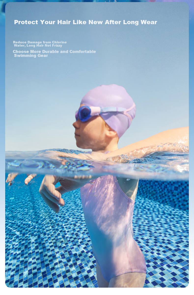 Speedo × Moody Tiger Collaboration Pool Training Series, Tight-Fitting Silicone Swim Cap for Children, Lavender Color 6