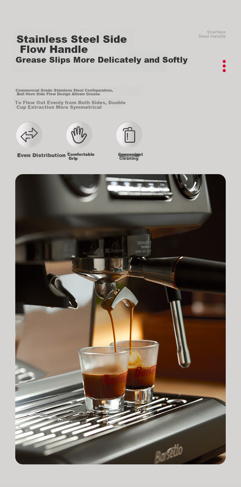 Barsetto [Brand Subsidy 15%] Baisengtu V1 Semi-Commercial Coffee Machine, Small Home Use Fully Automatic Dual Heating Italian Milk Frother Electric Fresh Ground Bean Grinder All-In Machine - Black 19