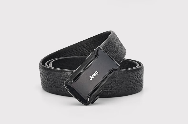 JEEP Men's Automatic Buckle Belt, Top-Grain Leather, Business Trouser Belt with Gift Box, Birthday Present 3