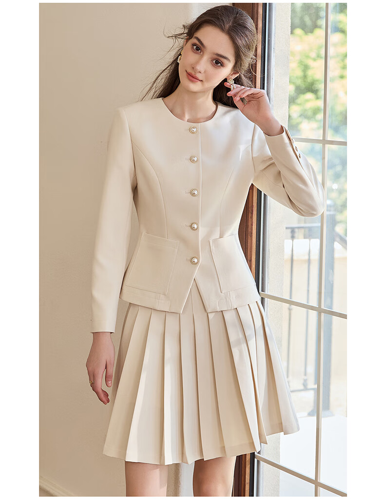 ROEYSHOUSE Women's Commuter Blazer 2026 Spring Intellectual Slim Fit Suit Jacket 11036 Apricot M 8