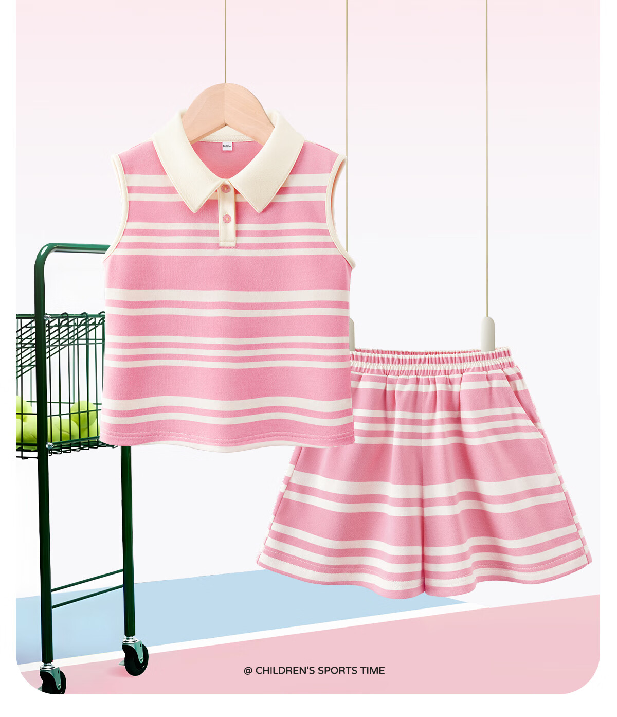 TonLion Girls' Summer Outfit Set, Lightweight POLO Sleeveless Vest, Girls' Shorts Set, Summer Sports Pants Skirt, No Exposed Ski 7