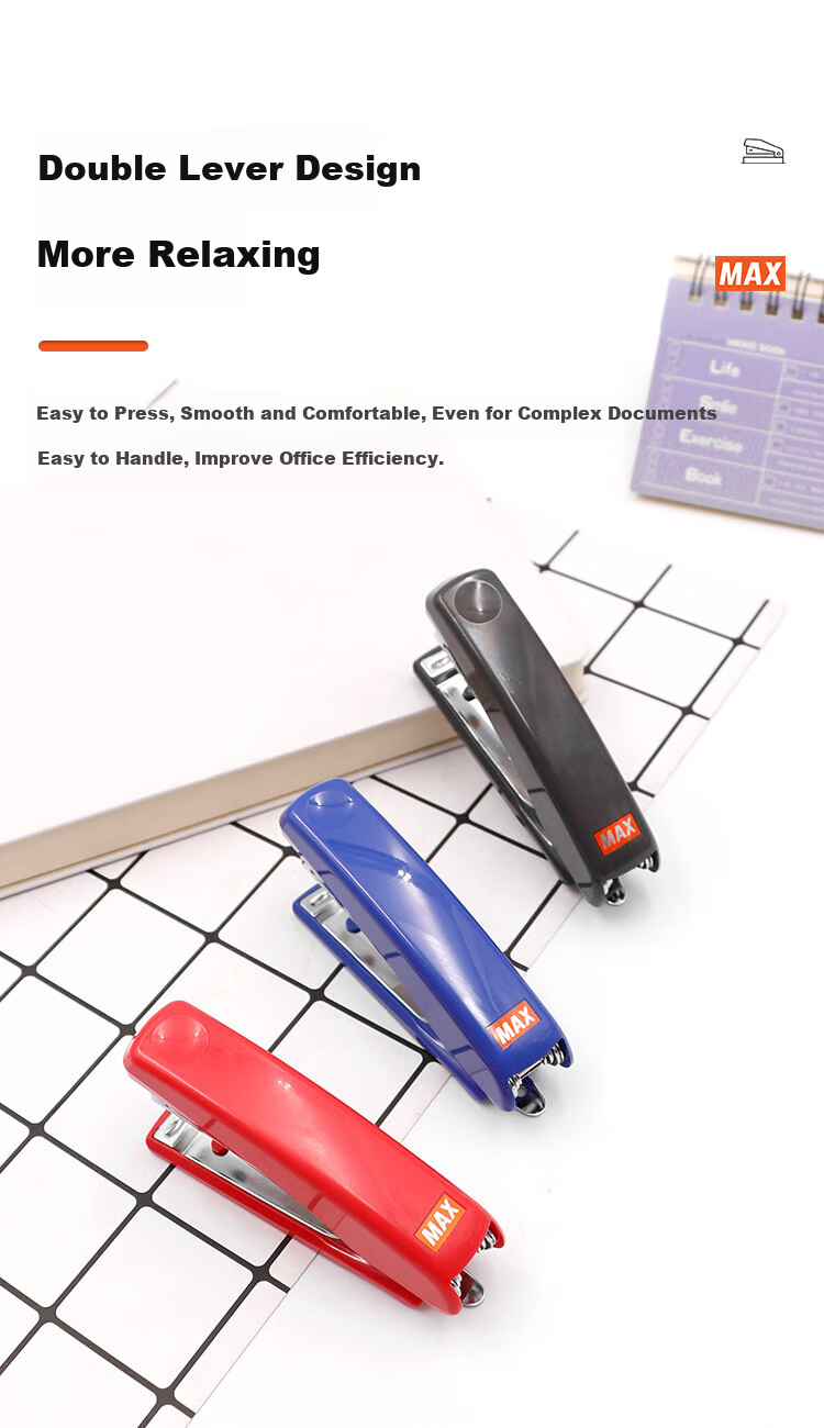 MAX Meikesi HD-10NX Mini Stapler, Student Office Stapler for Binding 2-20 Pages with Staple Remover, Compatible with No.10 Staples, Red 1