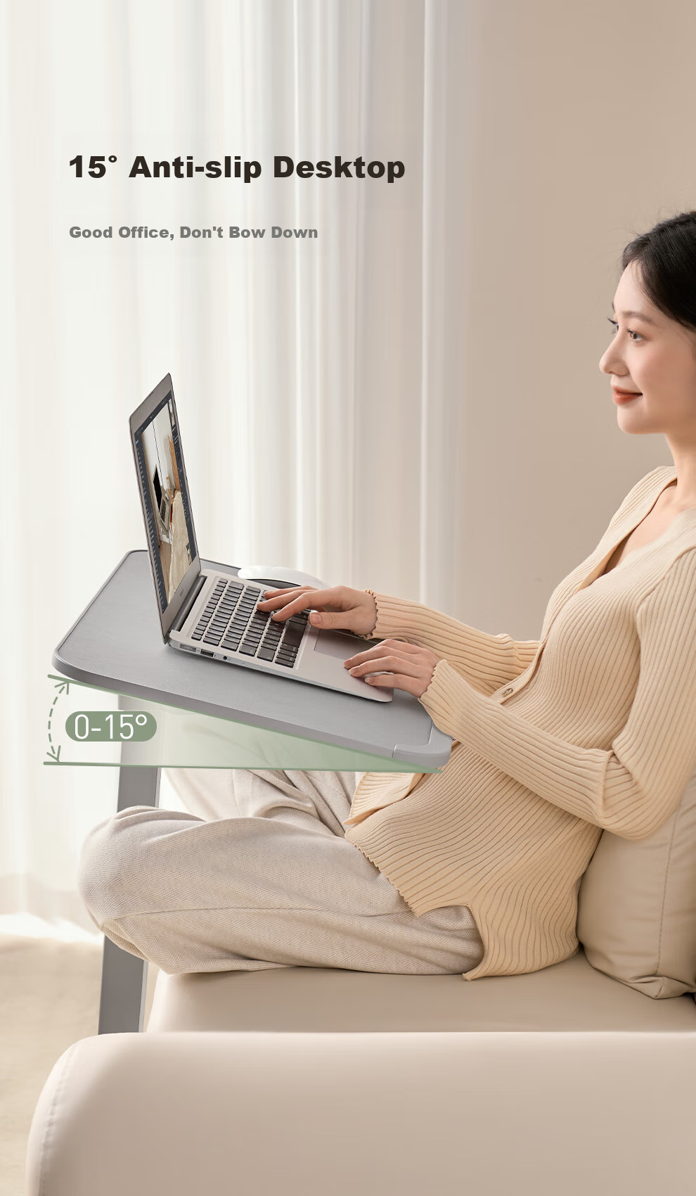 Saijing F1 Computer Desk, Office Desk, Foldable And Height Adjustable Desk, Home Computer Bedside Mobile Study Writing Desk, Living Room Laptop Desk 5