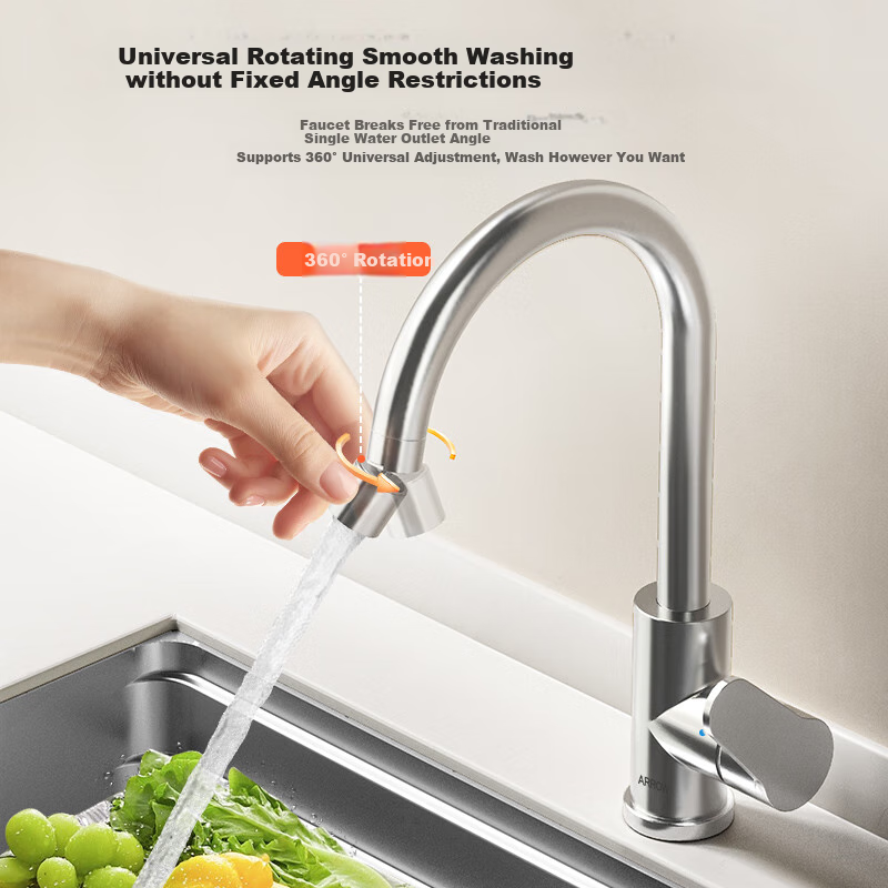 Смеситель для кухни ARROW Hot And Cold Kitchen Faucet с двойным распылением воды, двойным управлением горячей и холодной водой, вращением на 360°, кран для раковины, модель AE45402CP, цвет хром