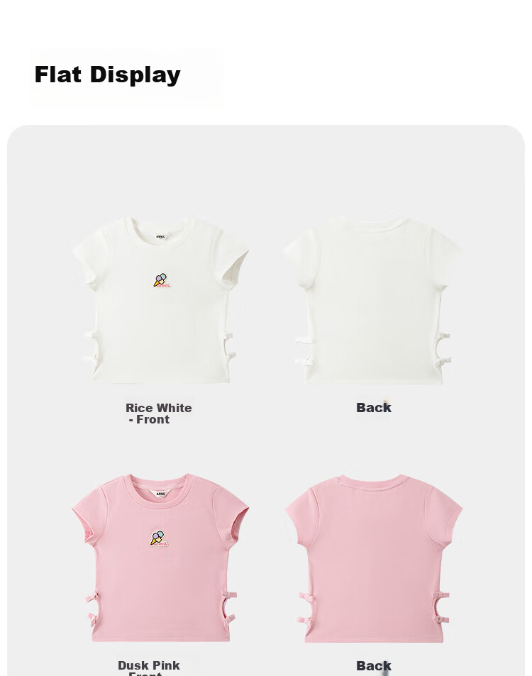Annil Girls' Round Neck Short-Sleeve T-Shirt, 2025 Summer New Casual Elastic Slim-Fit Cute Fashionable Stretchy Top 11