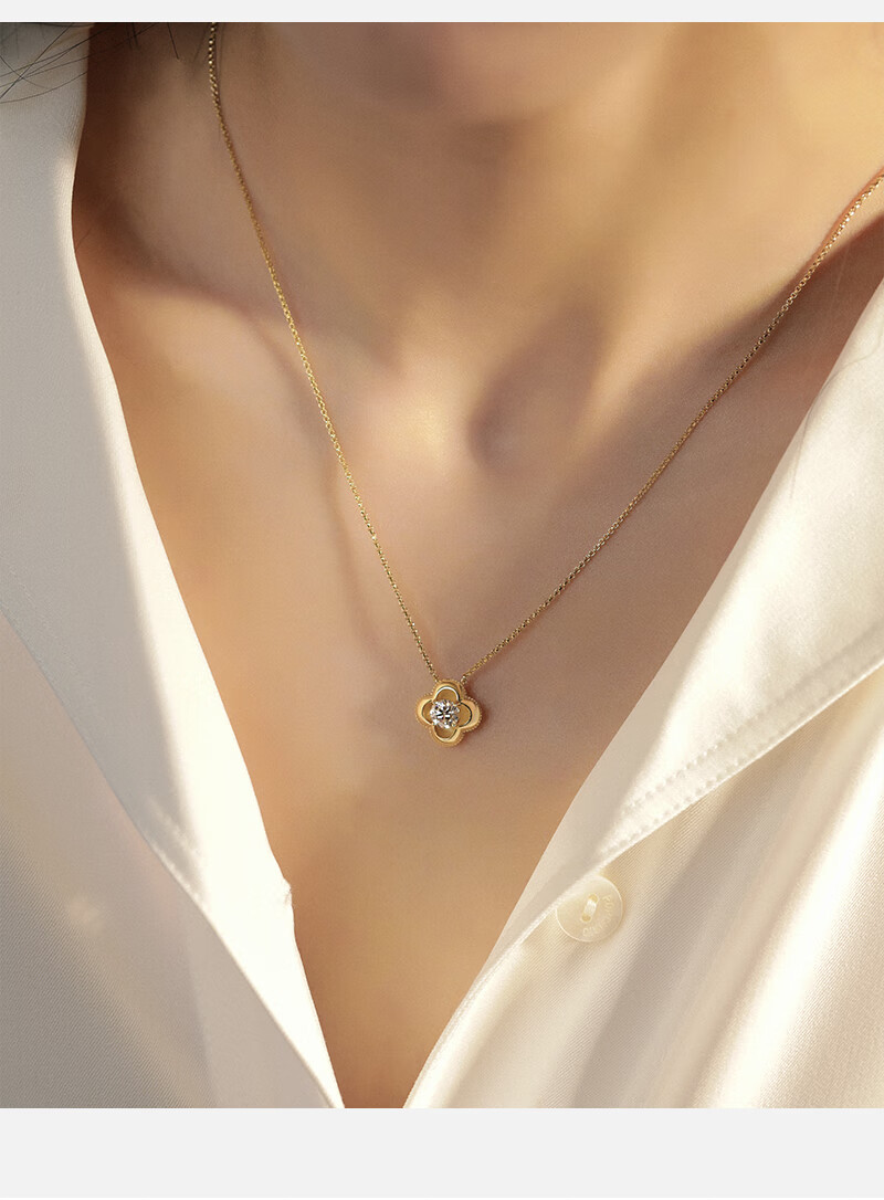 MANHE S925 Silver Four-Leaf Clover Moissanite Necklace for Women, 2026 New Light Luxury High-End Birthday Gift for Girlfriend 3