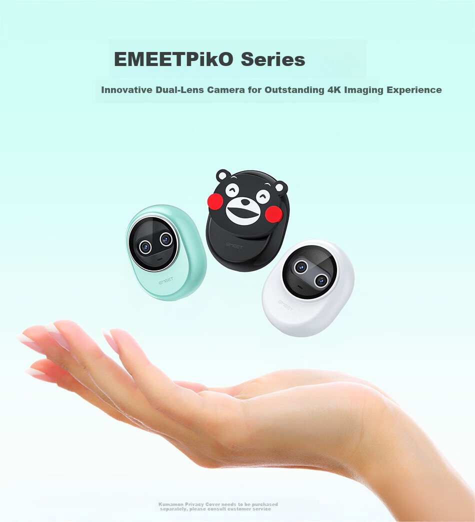 EMEET Piko Ultra HD 4K Dual-Lens AI Computer Webcam with Auto Focus, Brightness Compensation, Beauty Filter for Live Streaming, Video Conferencing, Online Classes, Desktop Decoration, Holiday Gift, Black 1