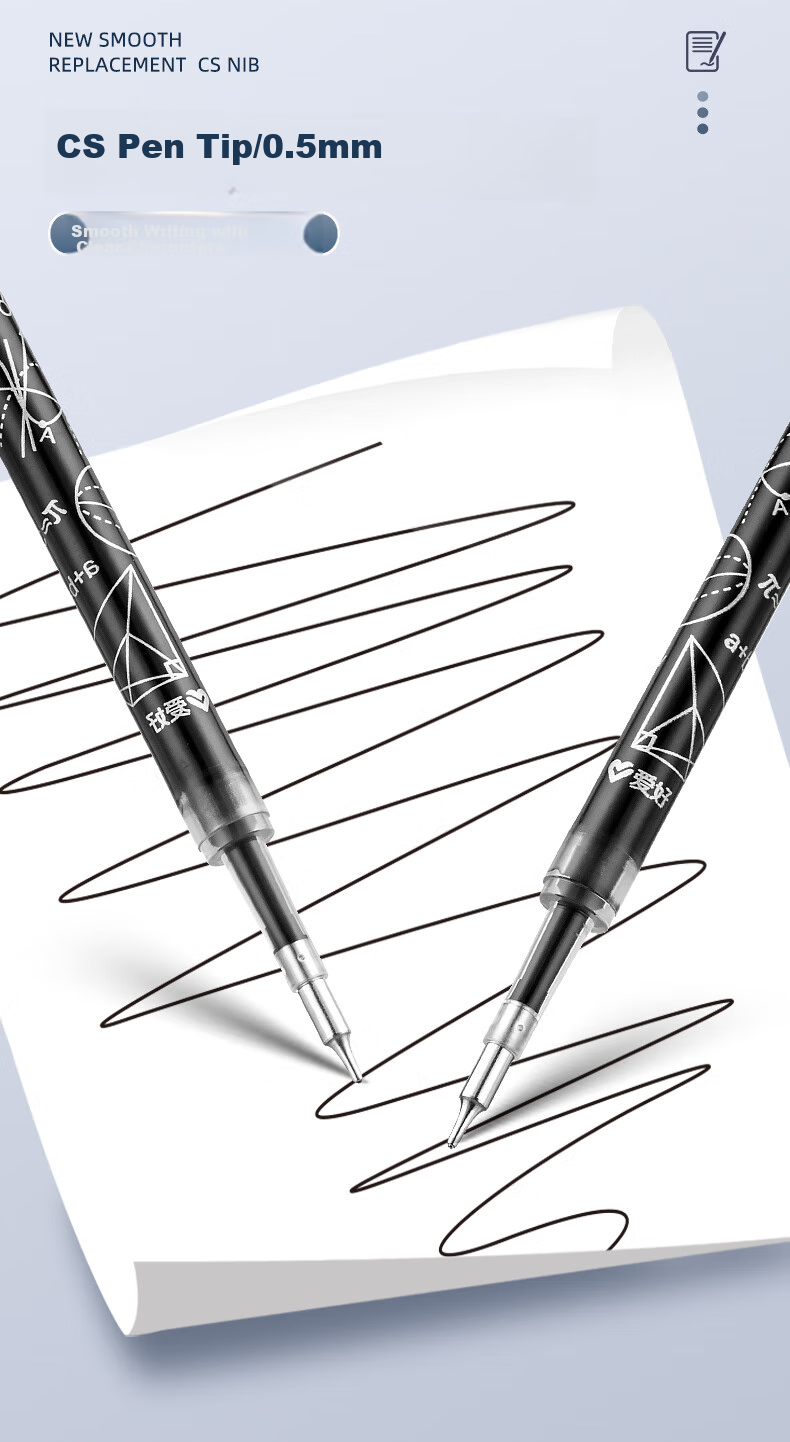 AIHAO [Back to School Essential] Retractable Pen Refill, CS Tip 0.5mm Quick-Drying Exam Pen Replacement Refill, Signature Pen Refill, Black, 20 Pieces/box, GR1212 1