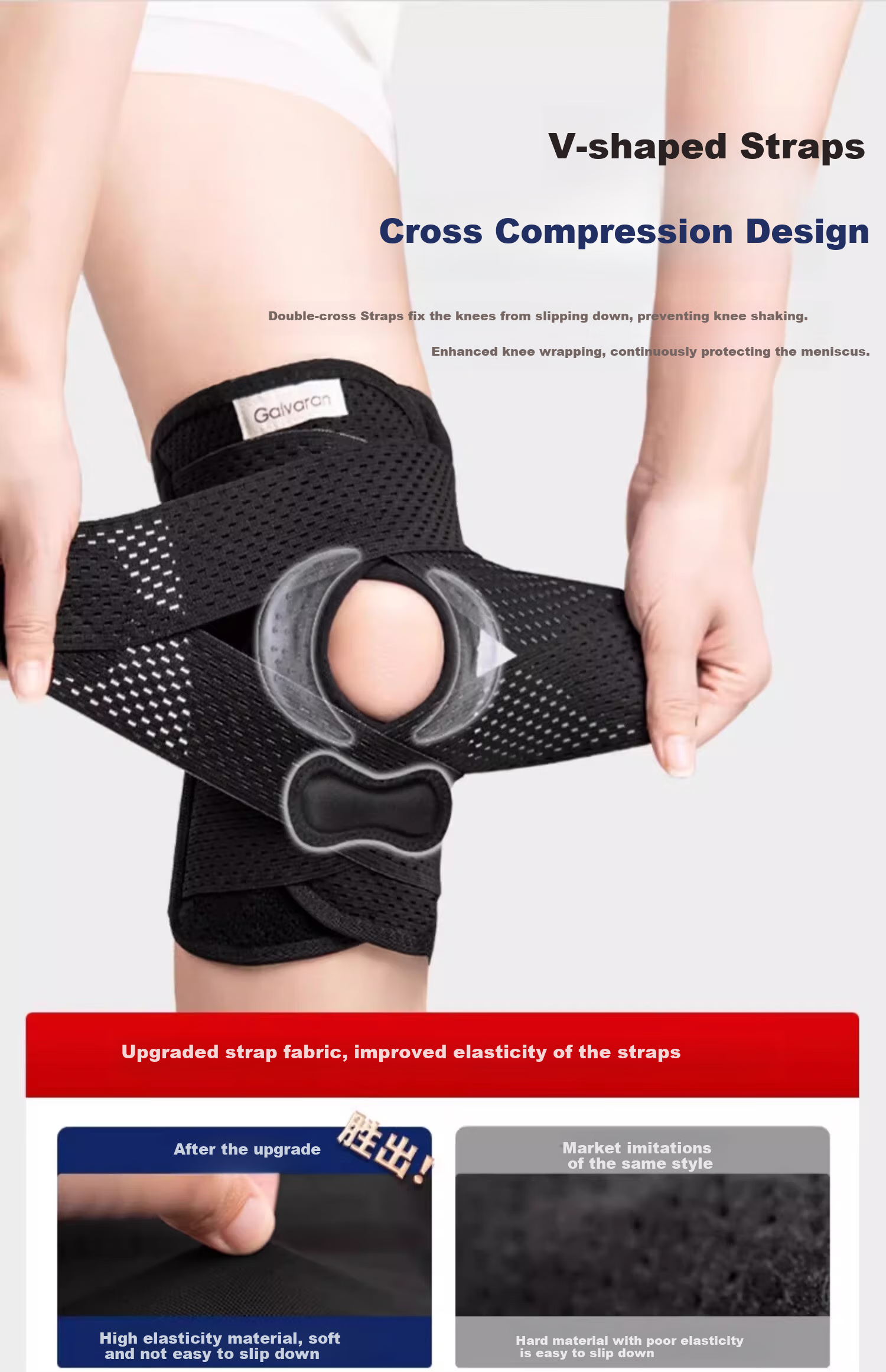 GALVARAN Meniscus Injury Knee Brace for Men And Women, Patella Support Sleeve, Sports Protection Gear, Size 3XL 12
