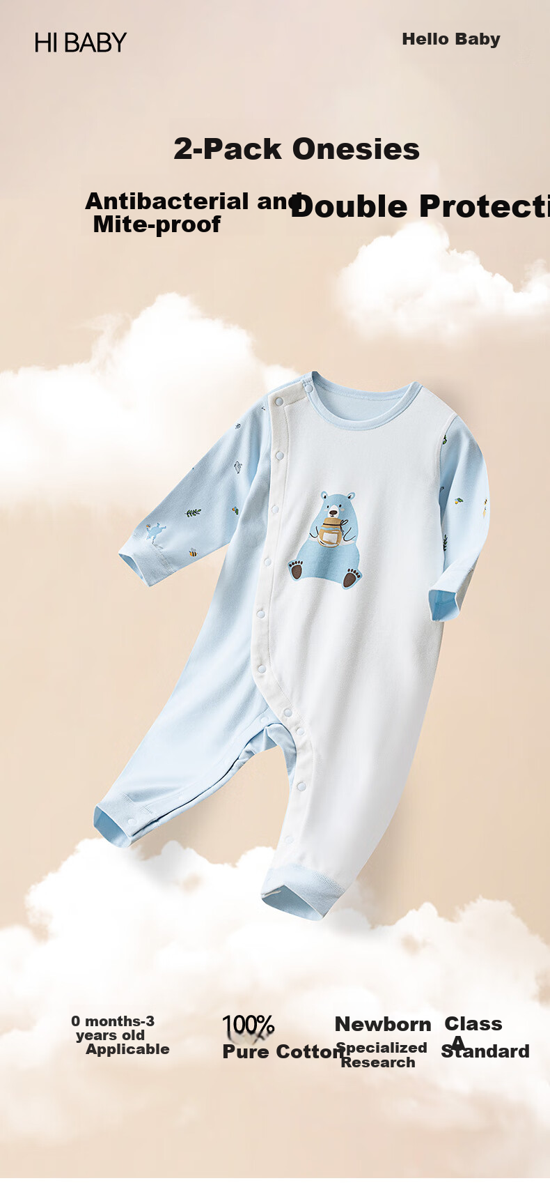 Gb Baby Short-Sleeve Bodysuit, Infant Summer Class A Pure Cotton Romper Air Conditioning Suit, 5A Antibacterial Onesie 2-Piece Set 1