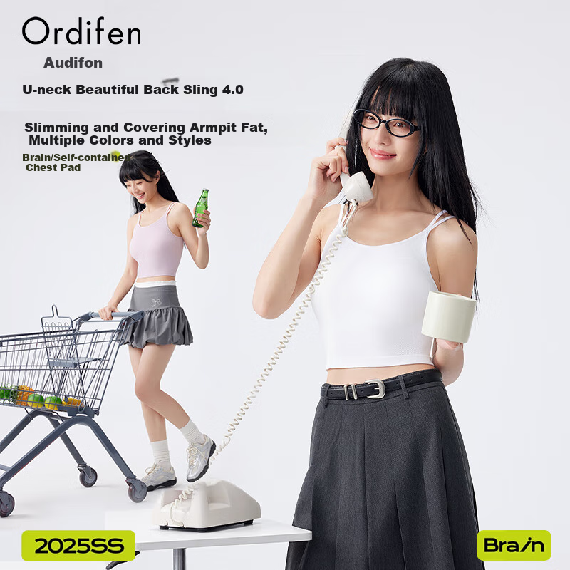 Ordifen Women's Camisole Tank Top, No Bra Needed, Covers Side Boob, Enhances Back, with Built-In Pads, Breathable Sports Bra for Fitness And Outer Wear