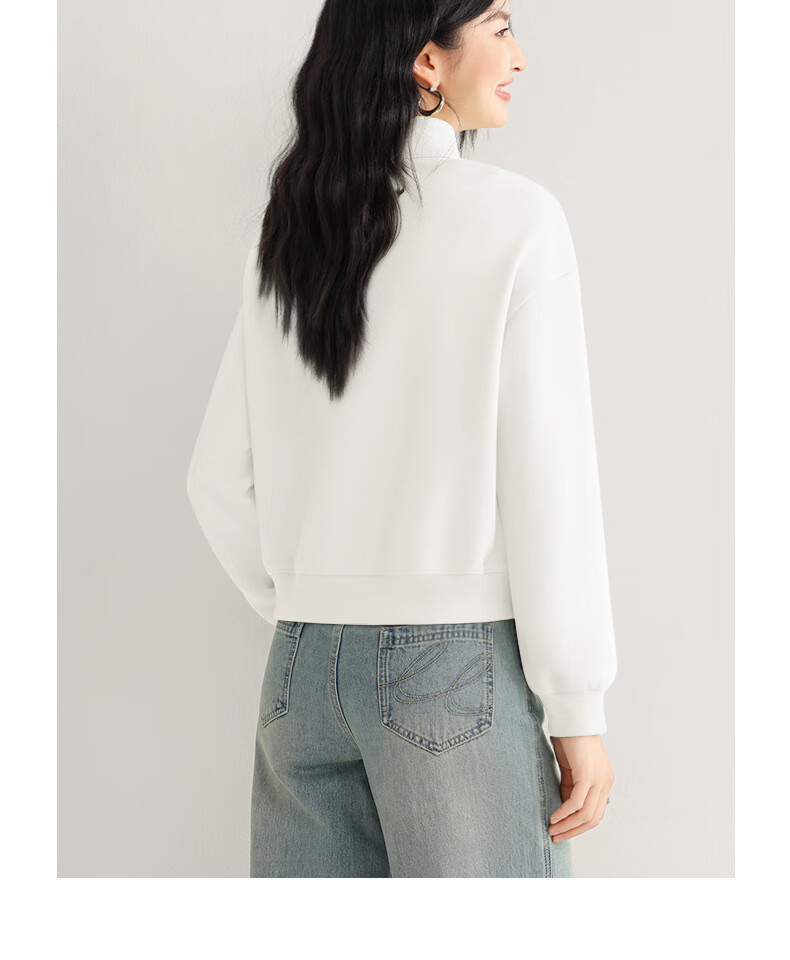 Urban Beauty Women's Short Hoodie 2026 New Spring Autumn Half-Zip Polo Collar Jacket for Petite Women 8