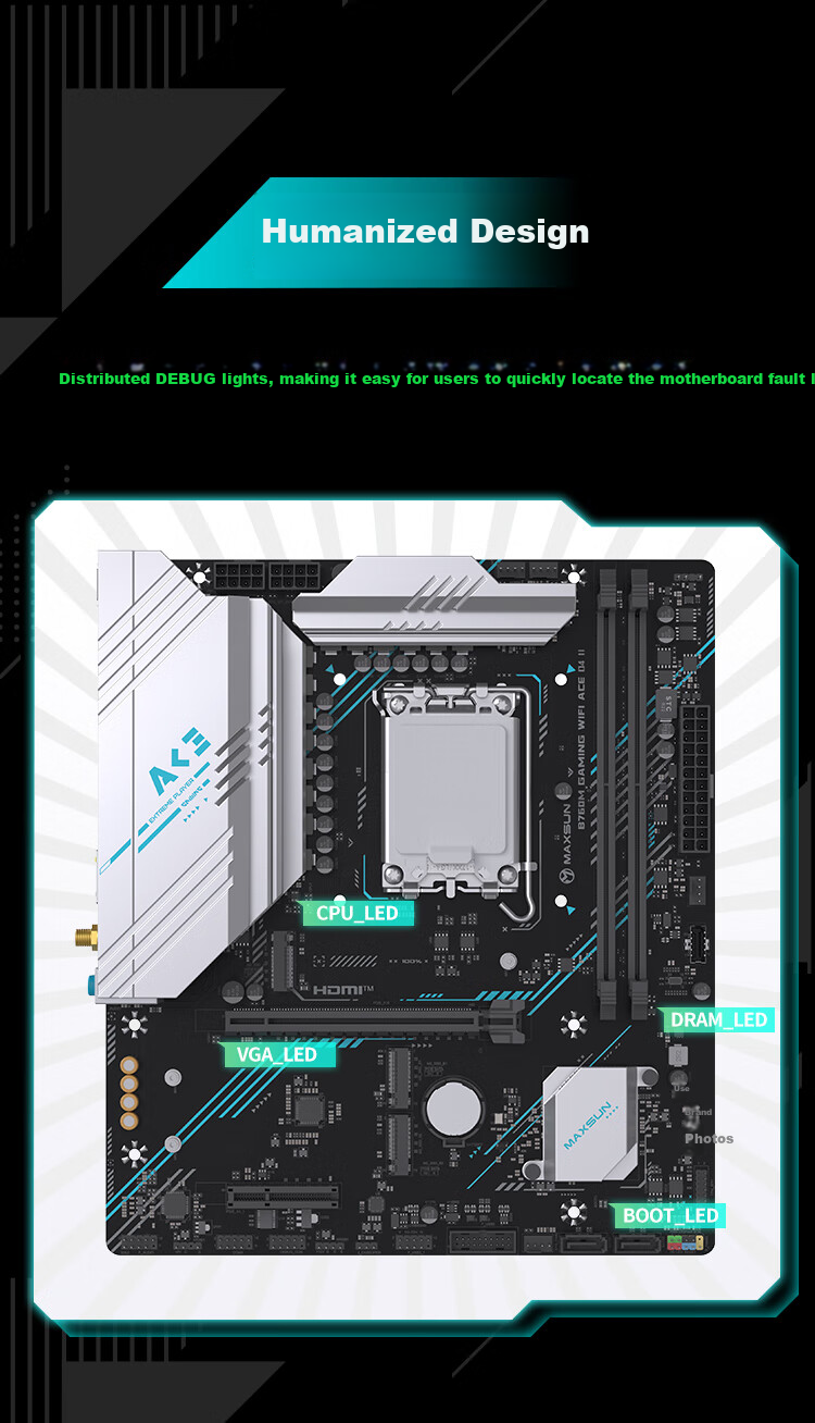 MAXSUN MS-B760M GAMING WIFI ACE D4 II CPU 12600KF/13490F/14600KF (Intel B760/LGA 1700) 7