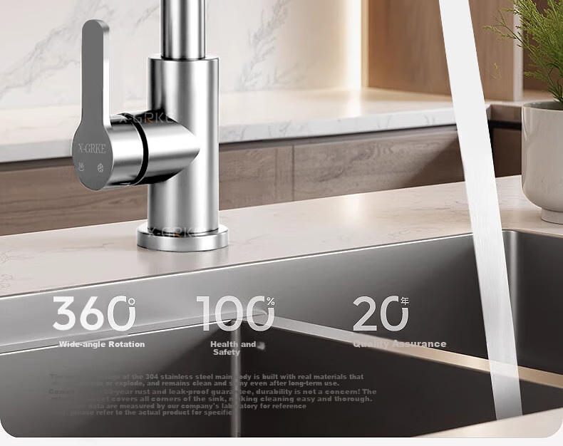 X-GRKE [Germany] Kitchen Faucet Hot And Cold Water Two-In 304 Stainless Steel Sink Faucet with 360° Rotation LR 4
