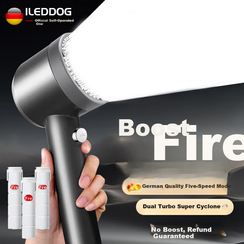 ILeddog [Germany] Pressurized Shower Head, Bathroom High-Pressure Filtered Five-Level Water Purification Shower Sprayer, Lifen 5-Level