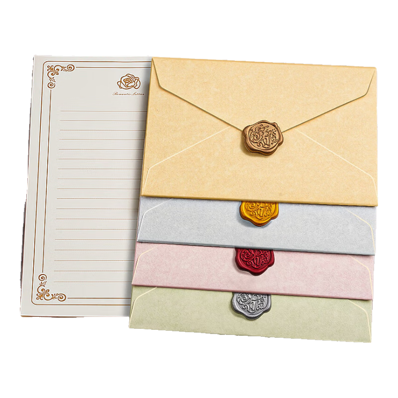 Congpai Envelope Stationery Set Romantic Handwritten Love Letter Greeting Cards Envelopes Exquisite Birthday Cards for Girlfriend Premium Romantic Lambskin Paper Envelopes 4 Envelopes + 8 Letter Paper