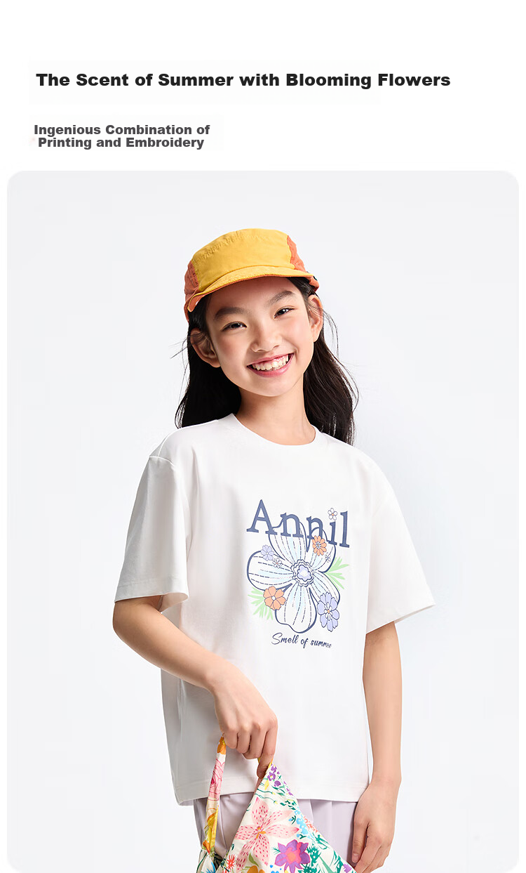 Annil Girls' Round Neck Short-Sleeve T-Shirt, 2025 Summer New Style, Breathable And Fashionable 2