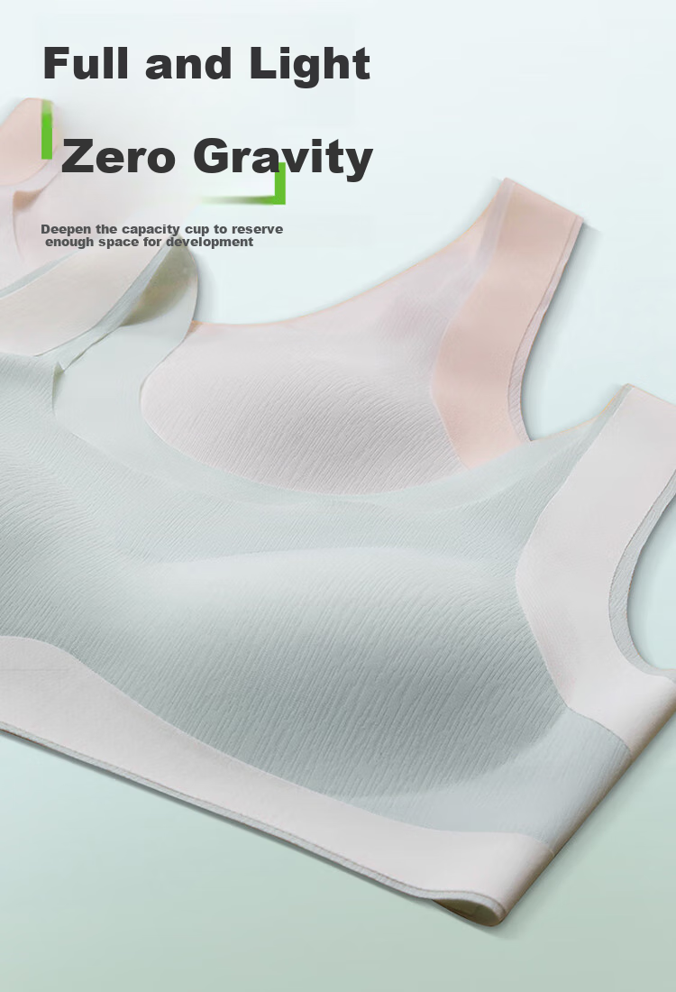 MiiOW Girls' Underwear Bra, Puberty Bra for Ages 12-18, Seamless Thin Sports Bra for Middle School And High School Students 22