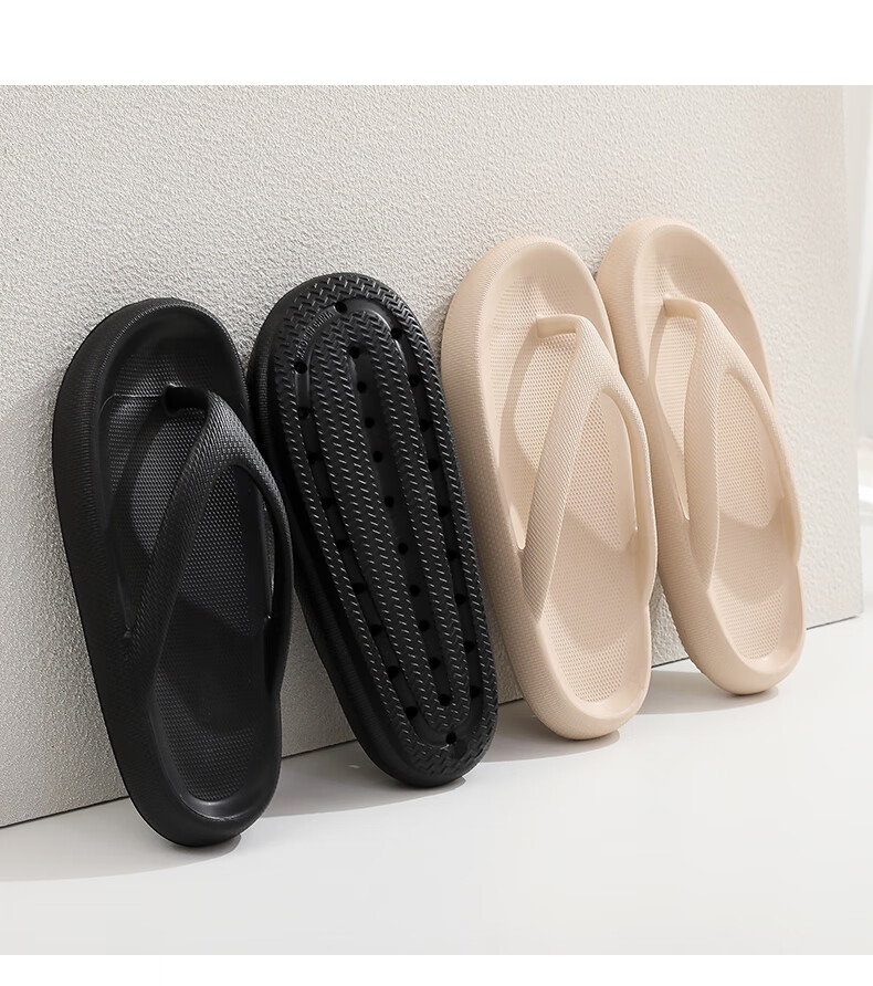 GUOLUOFEI Thick-Soled Flip-Flops for Men, Summer Wear, Fashionable Casual Beach Sandals with Comfortable Step-On Feel, Black, Size 40-41 4
