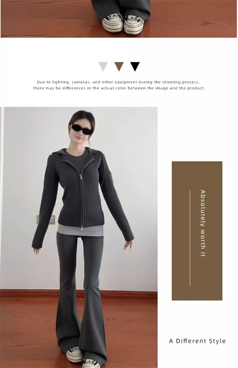 LangSha Spliced Fake Two-Piece Flared Pants Women Autumn 2025 New High-Waist Casual Slimming Sports Yoga Pants 4