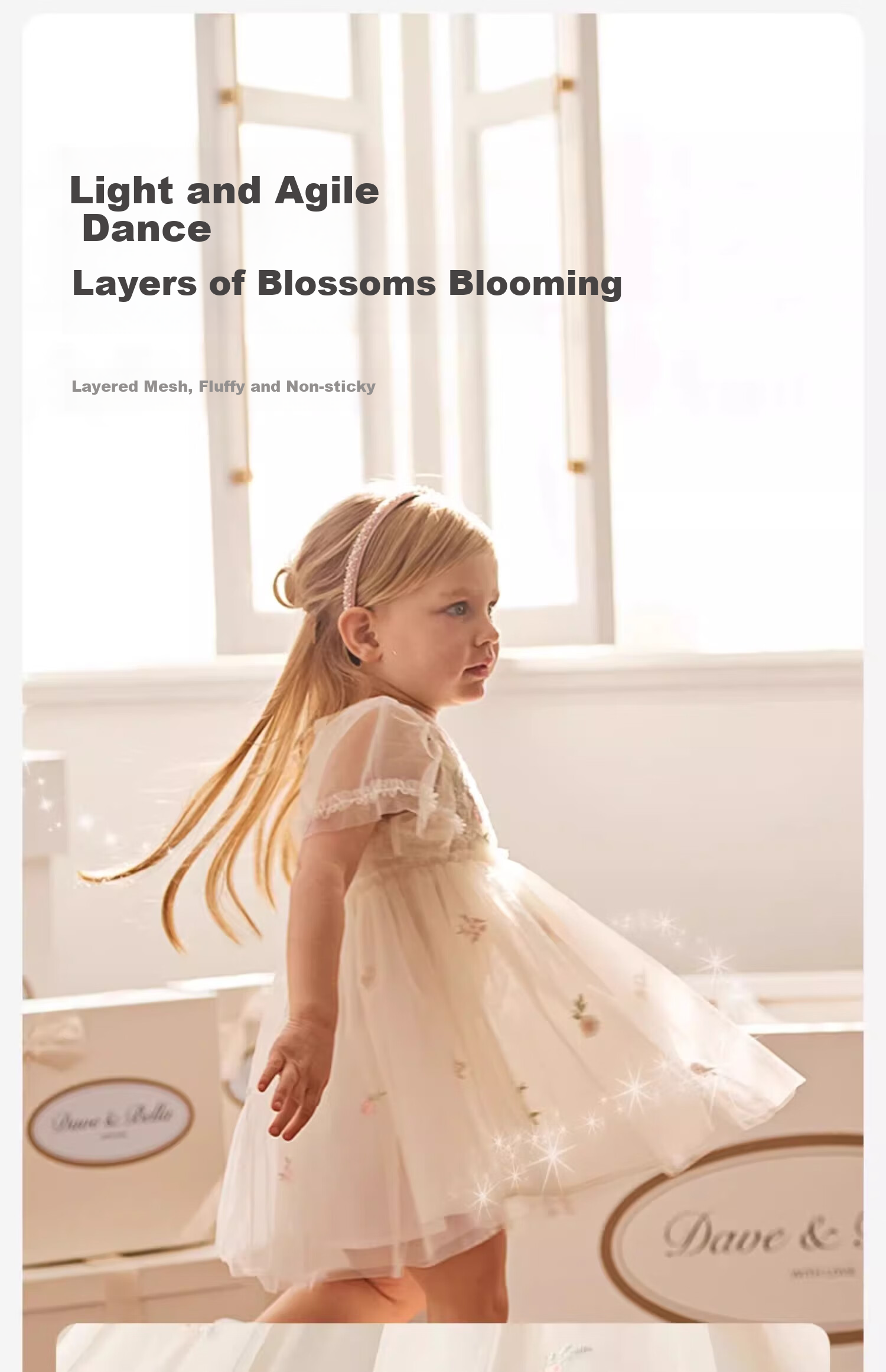 DAVE & BELLA Girls' Summer Dress, Stylish Tulle Princess Dress, Children's Birthday Dress 6