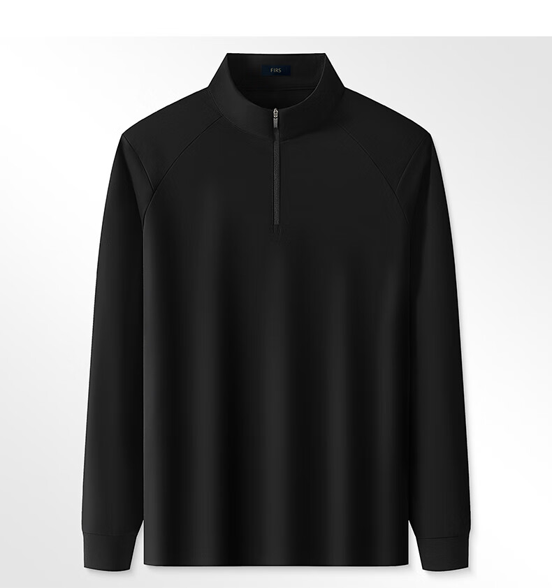 FIRS [7A Antibacterial] Men's Spring and Autumn Half-Zip Business Casual Pullover Long Sleeve T-Shirt 10