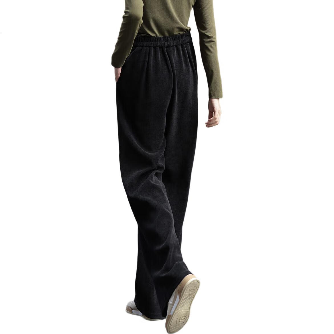 Dme Hollow Design Side Zipper Single-Button Sensual Straight-Leg Casual Pants for Women, Black, Size S
