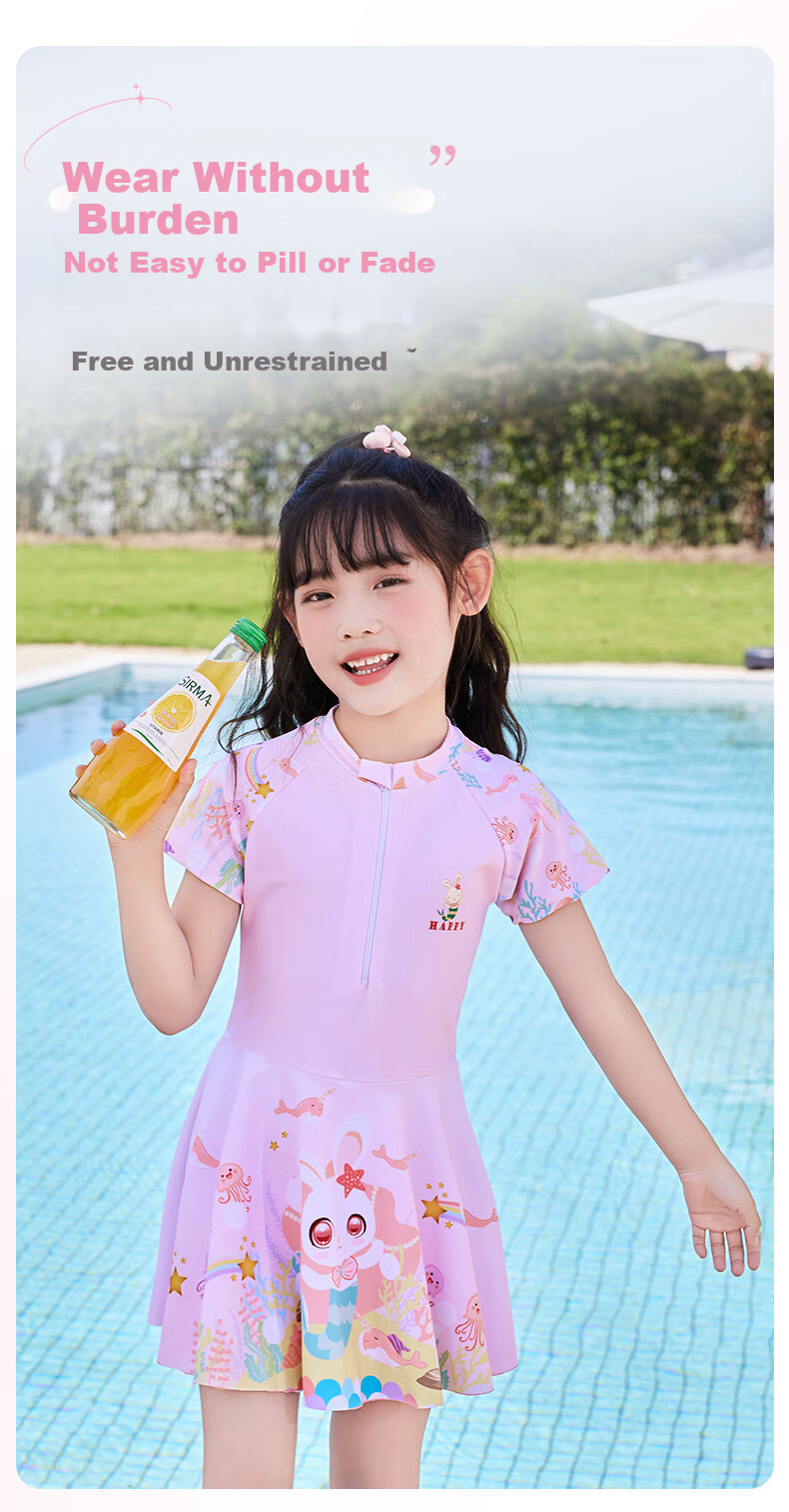 MiiOW Girls' Swimsuit Set for Older Children, Quick-Dry One-Piece Swimwear for Swimming, Hot Springs And Training 3