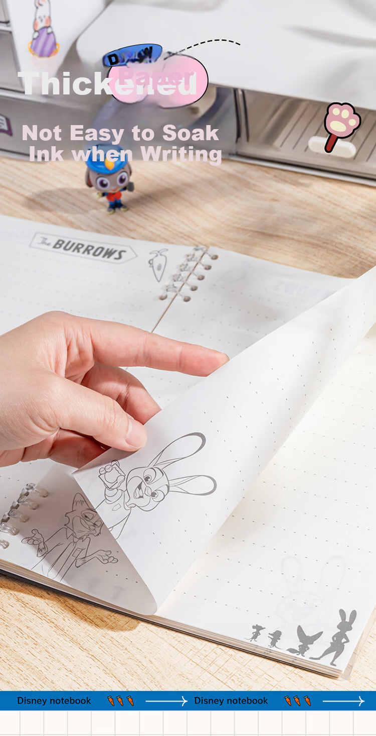 Disney Loose-Leaf Notebook with Removable Spiral Binding, 60 Sheets, High-Quality Waterproof Journal for Students, Girls' Planner And Homework Book 7