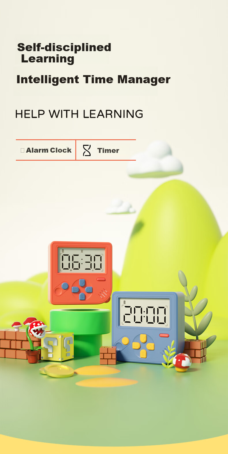 Mashi Electronic Timer, Magnetic Alarm Clock for Students' Study And Exams, Kitchen Baking Timer, Time Management Device, Back-To Season, Red, New Year Gift 1