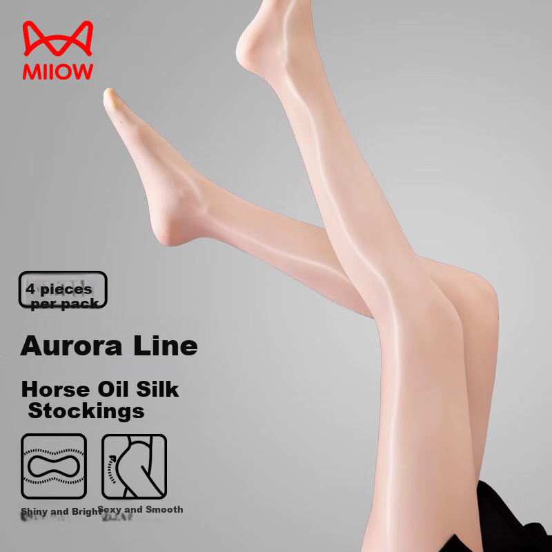 MiiOW Horse Oil Stockings for Women, 80D Thin Spring And Autumn Style, Sexy Anti-Snagging, 2026 New Model Bare Leg Effect, Pearl Pantyhose, 2 Pairs