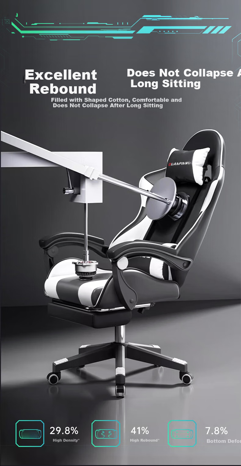 Quanpinwu Gaming Chair, Computer Chair for Men, Comfortable for Long Sitting, Office Chair, Reclining, Dormitory Ergonomic Chair, Height Adjustable, Gaming Seat 10