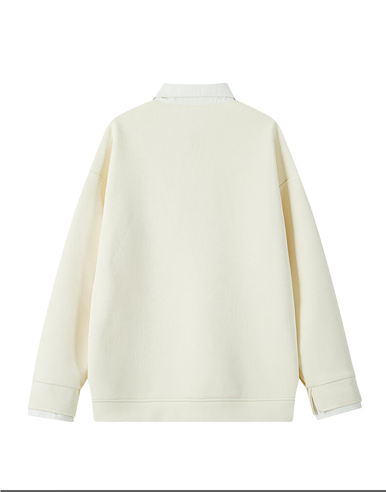 :CHOCOOLATE It Men's Faux Two-Piece Sweatshirt, Spring And Autumn Patchwork Casual Pullover Shirt with Collar Top, Apricot Color, XL 4