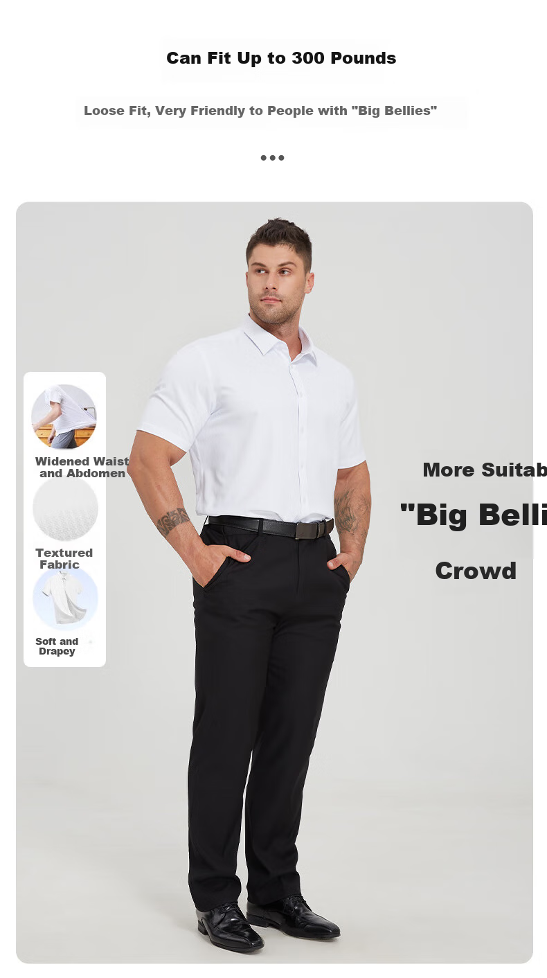 Dibinze Large Size Short-Sleeve Shirt for Men, Summer Solid Color Plus-Size Loose-Fit Formal Business Casual Work Uniform White Dress Shirt 2