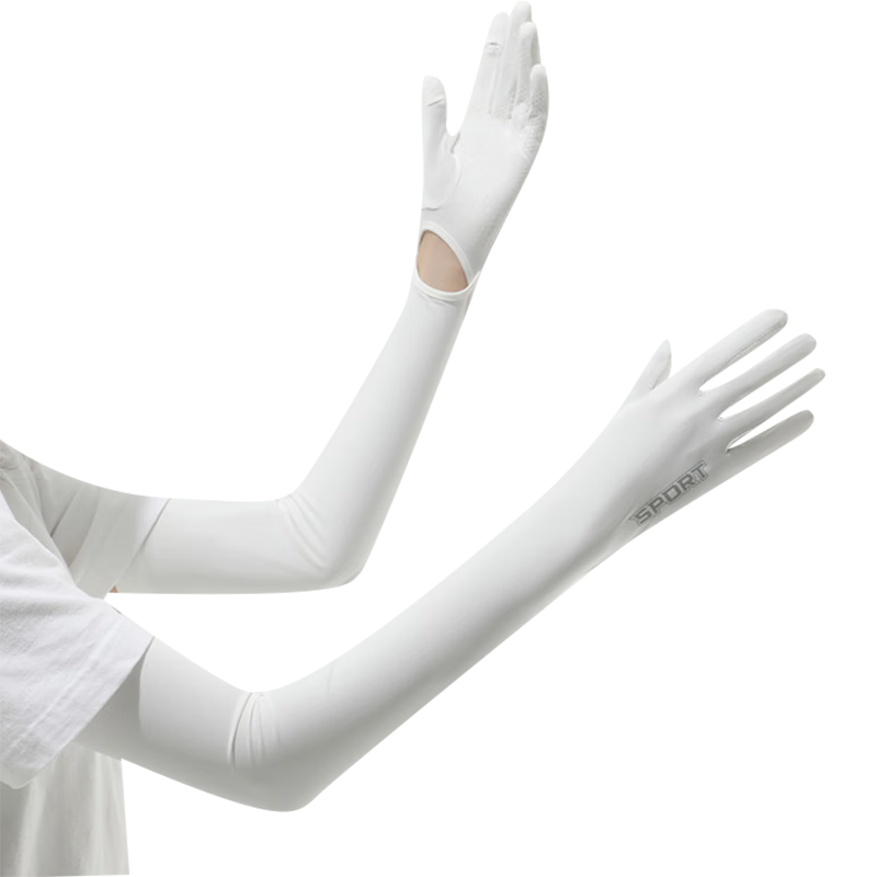 Jian Cai Sunscreen Gloves for Women Summer Extended Thin UV Protection Non-Slip Full Finger Touchscreen Cycling Sunshade Ice Silk Sleeve Covers