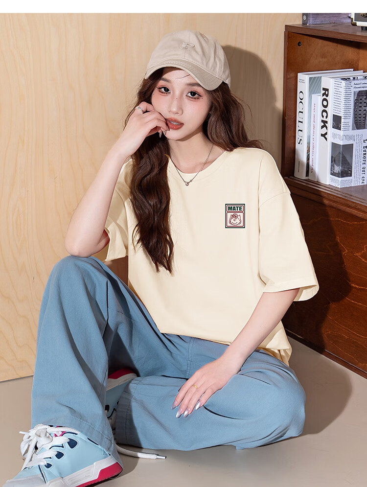 TonLion 2025 Summer Women's Snoopy Collaboration Mid-Length Short Sleeve T-Shirt 13