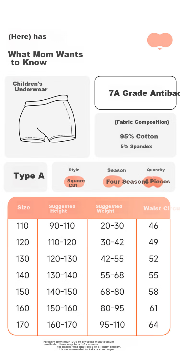 Bingxuemumian Girls' Cotton Underwear, Class A Flat-Angle Pants, 7A Grade Antibacterial, for Older Girls, No Wedgie, Boxer Briefs 7