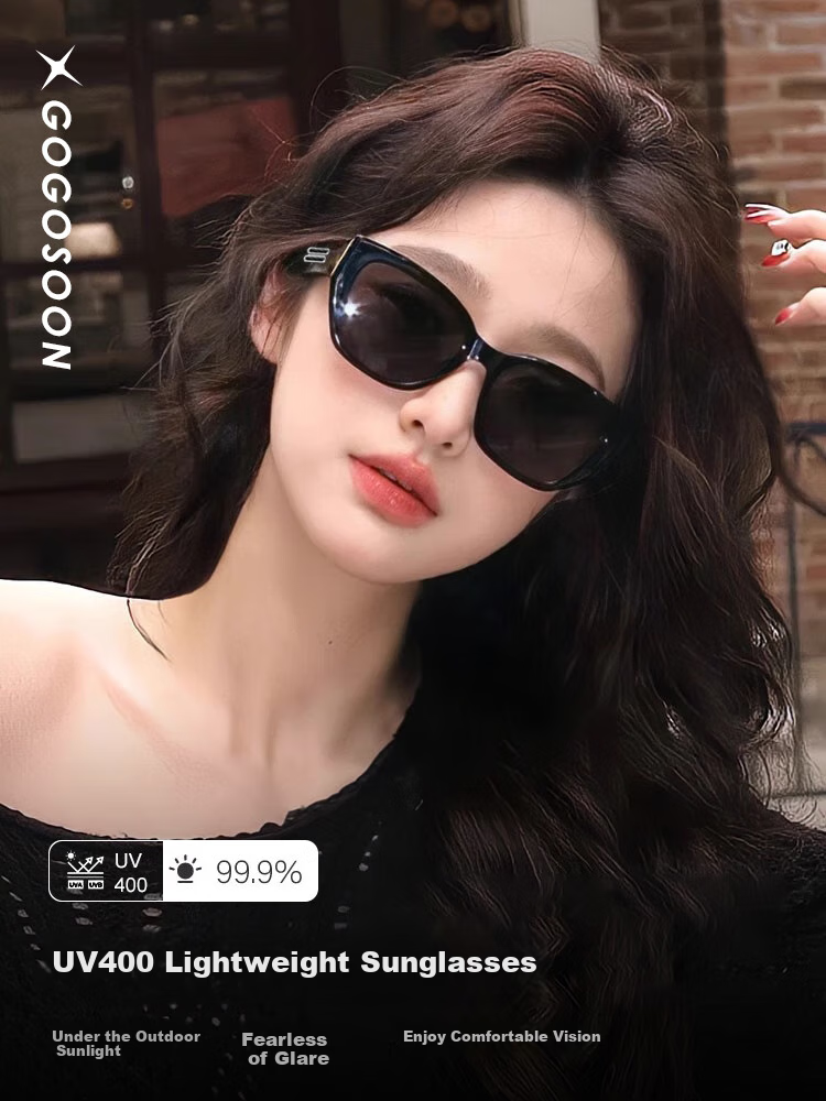 GOGOSOON 2025 New Cat Eye Sunglasses for Women, UV Protection, Retro Large Frame Sunglasses for Men, Sun Protection, High-End Look, Suitable for Square And Round Faces 2