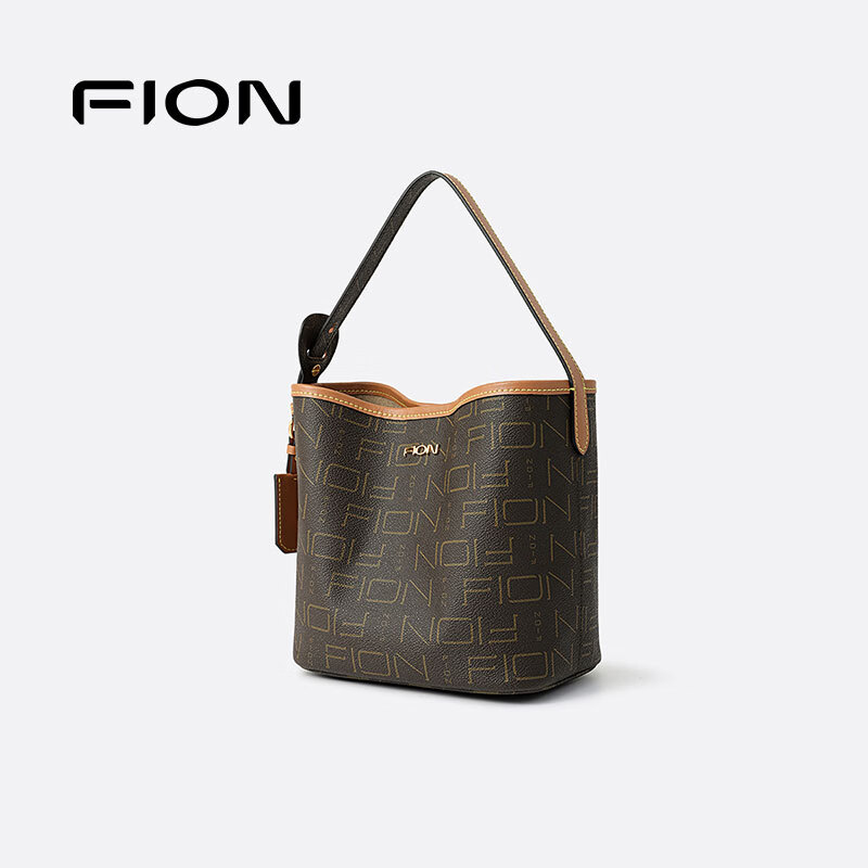 FION Women's Handbag, New Bear Series Fashion Bucket Bag, Simple Shoulder Bag, Birthday Gift