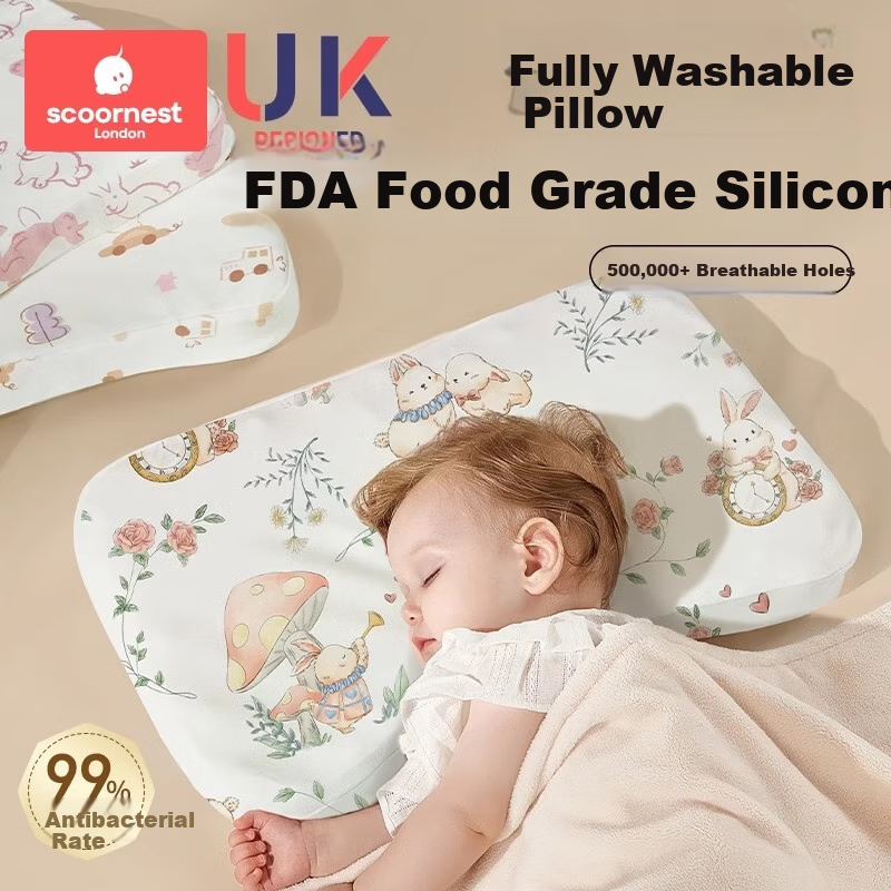 Scoornest Children's Silicone Pillow, Suitable for All Seasons, 1 Baby, 2 Infant, Silicone Pillow for 6 Months to 3 Years Old, Kindergarten Childre