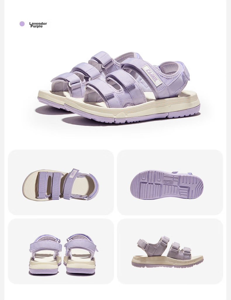 CAMEL Velcro Contrast Color Beach Sandals, Women's Sports Casual Shoes, K24B16L2010, Lavender Purple, Size 38 61
