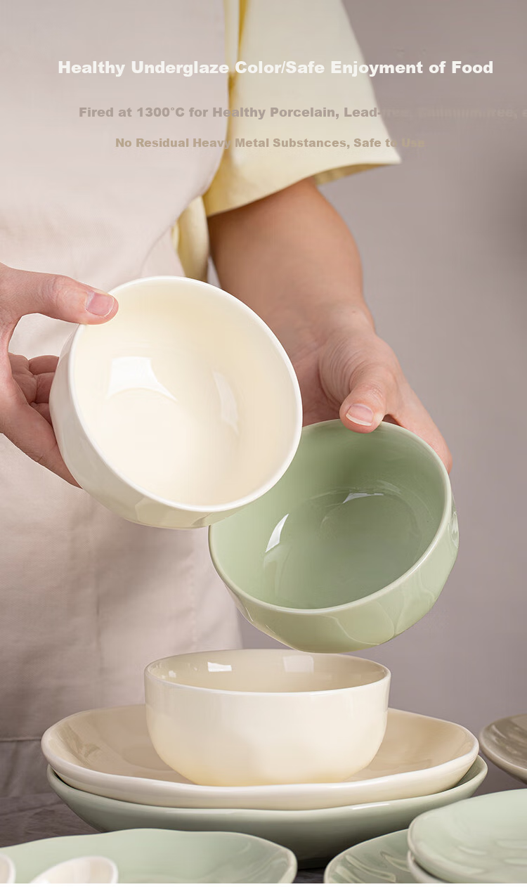 Banwushenghuo Cream-Colored Bowl And Plate Set for Home Use, 2026 New Stylish Tableware Set with Underglaze Color, Including Bowls, Plates, Chopsticks, Housewarming Gift 6