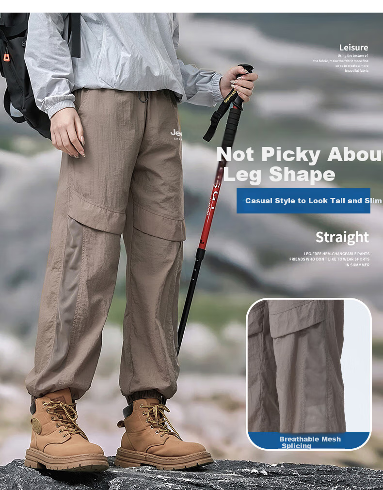 JEEP Men's Tactical Pants, Spring Outdoor Waterproof And Windproof Casual Trousers, Loose-Fitting Breathable Hiking Pants, Black, XL 4