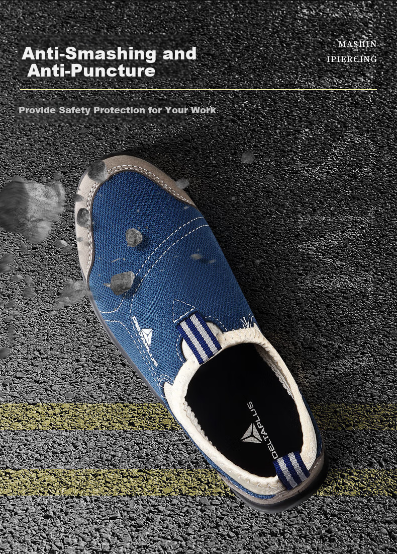 DELTA PLUS Safety Shoes for Men, Summer Breathable Anti-Odor Anti-Static Puncture-Resistant Steel Toe Non-Slip Wear-Resistant 301216 Size 44 2