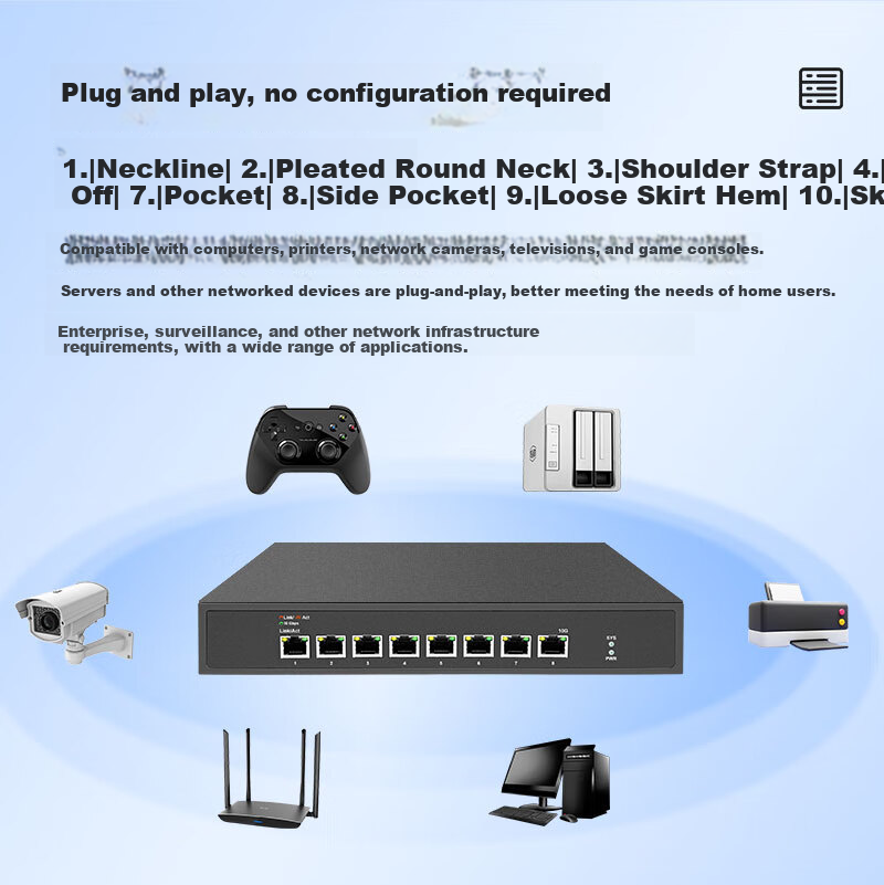 Xiliweishi 8-Port Full 10G Ethernet Switch, Layer 3 Managed, 10G High-Speed Splitter, Network Switch for Home And Enterprise Use, VLAN, LACP Dynamic Aggregation Switch SR-ST3008 4