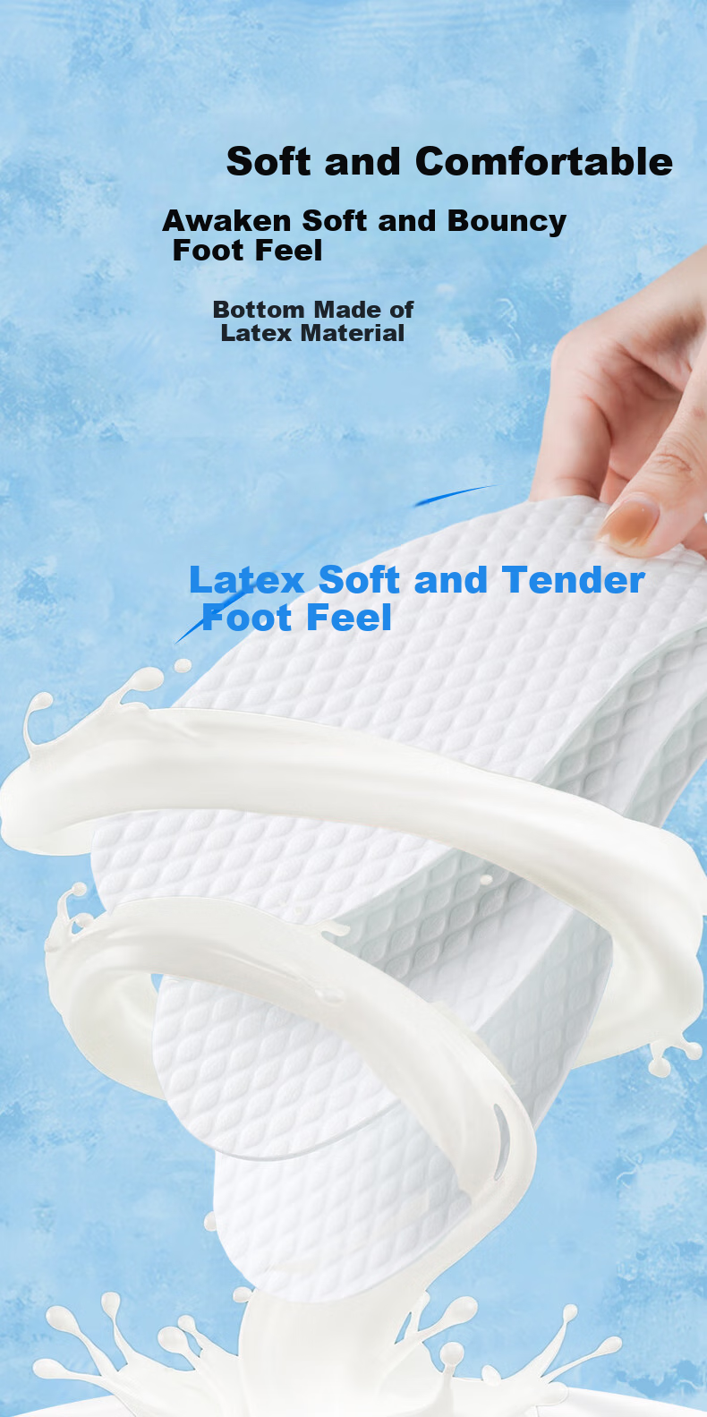 FOOTOPPO Latex Insoles for Women, Thin Summer Single Shoes, Ultra-Thin Soft Sole Disposable Breathable Sweat-Absorbing Sports Thin Shoe Insoles for Me 4