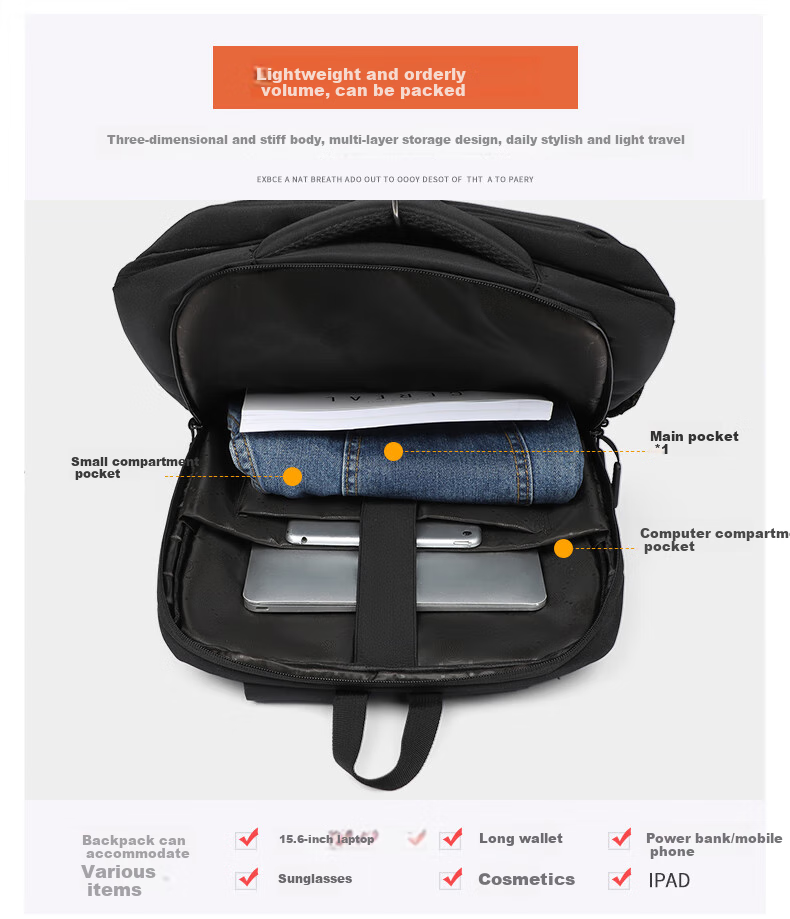 Viney Backpack, Men's School Bag, Travel Business Laptop Bag, Large Capacity, for Middle And High School Students, with A Sophisticated Feel 3
