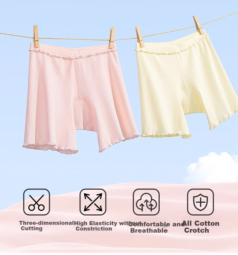 AIBEDILA Girls' Safety Shorts, Pure Cotton Underwear, Summer Two-In Anti-Exposure Shorts for Baby Girls, Children's All-Cotton Undershorts 2
