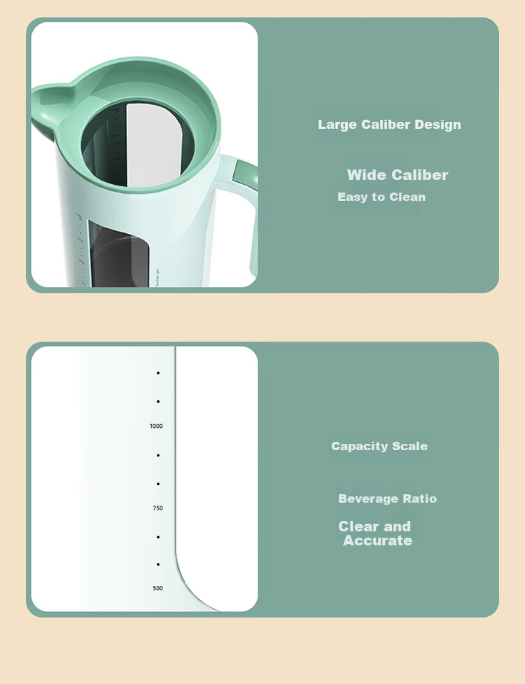 JEKO&JEKO High Borosilicate Glass Water Pitcher, Heat Resistant, Large Capacity 1.6L Tea Brewing Jug with Automatic Lid, Light Bean Green 15